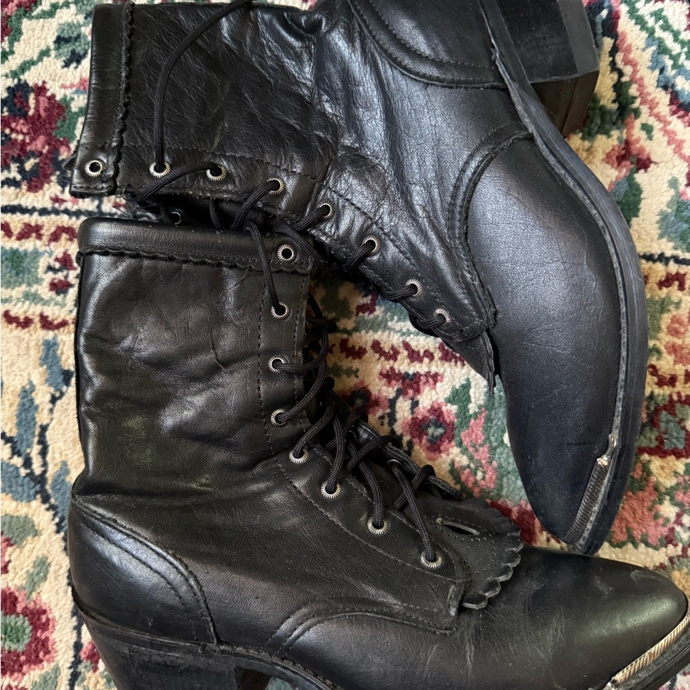 Leather Victorian Lace-Up Women's Boots